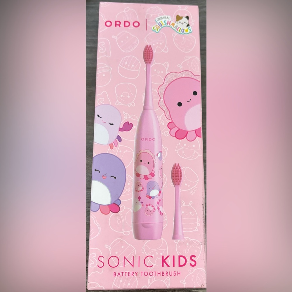NIB Ordo Sonic Kids Battery Toothbrush - Pink Squishmallows Auggie